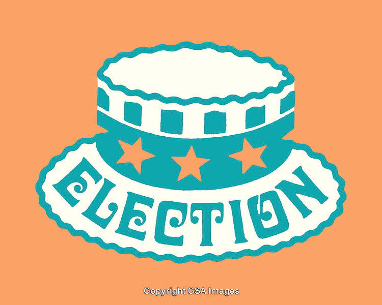 Colorful Line Art Election Hat with Stars and Text