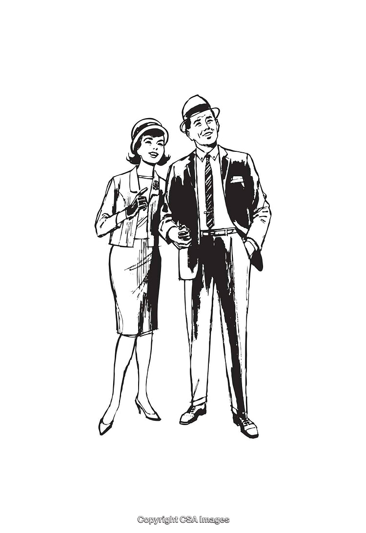 Vintage Illustration of a Stylish Couple in Formal Attire