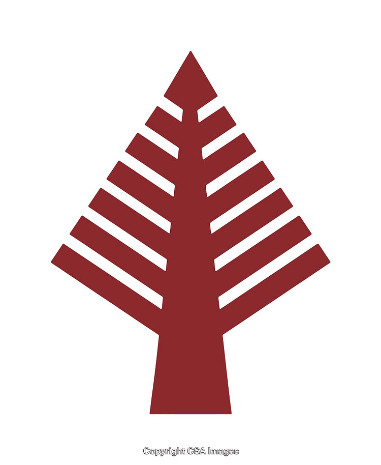 Minimalist Maroon Tree Symbol Icon on a White Background