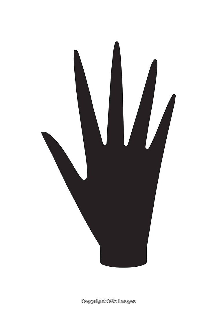 Silhouette of an Outstretched Hand in Black on White Background