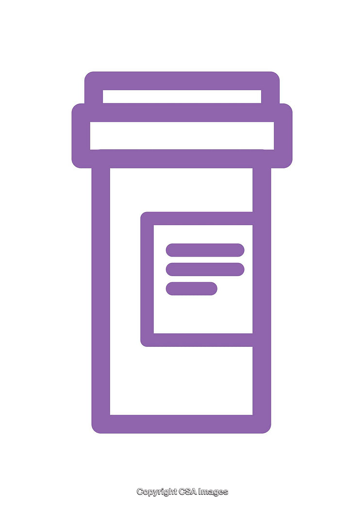 Simplistic Purple Medicine Bottle Icon with White Labeling