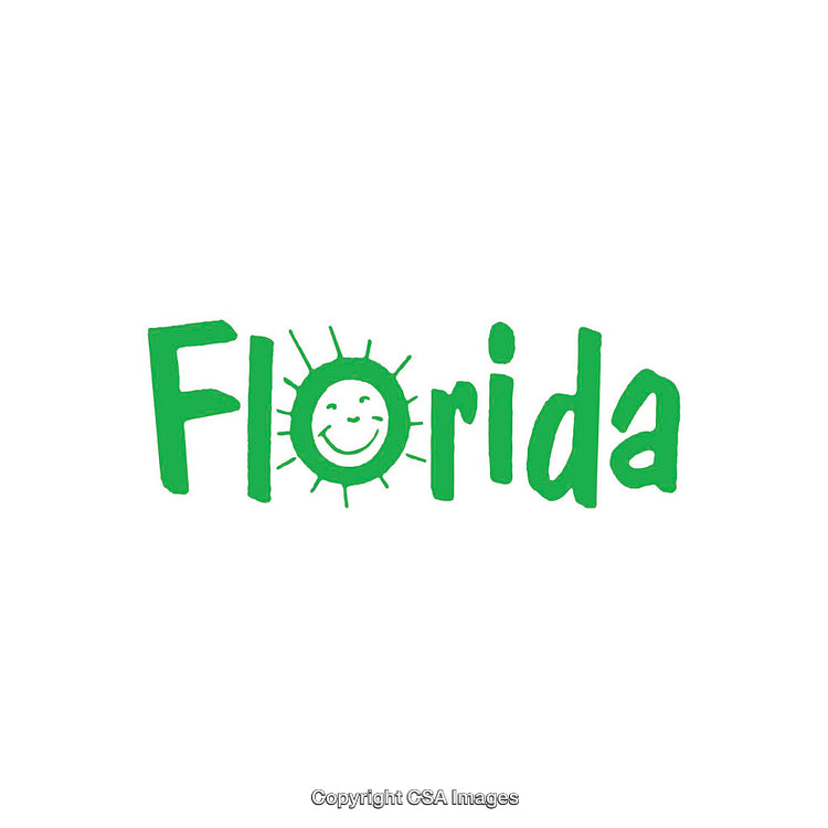 Playful Green Florida Logo with Sun and Smile Graphic Design
