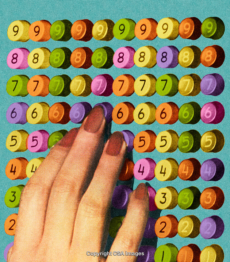 Colorful Dotted Abacus With Vibrant Numbers and Hand Manipulating Counters