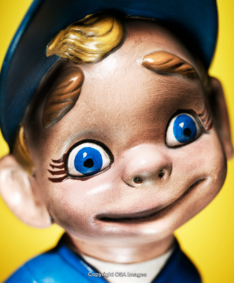 Close-Up of a Toy Figure With Expressive Features and Bright Colors
