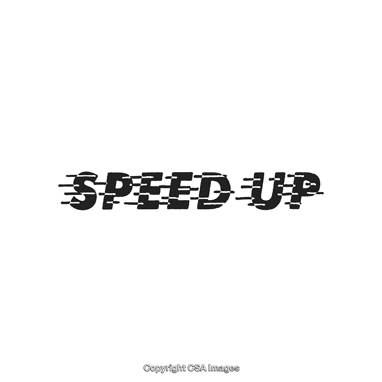 Stylized Motion Text Illustration Depicting Speed and Acceleration in Bold Typography
