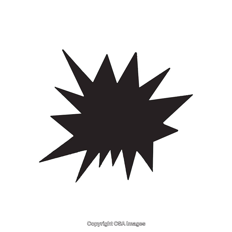 Black Silhouette of an Abstract Starburst Shape on a White Background