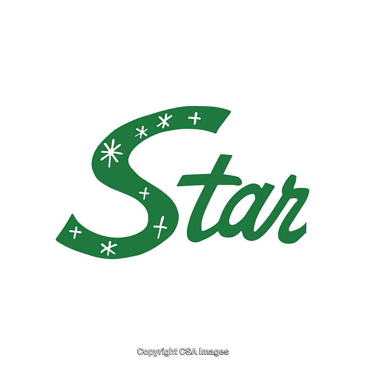 Creative Green Star-Themed Lettering Design on White Background
