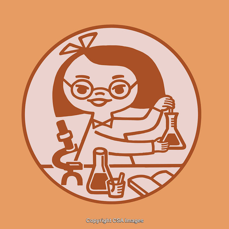 Retro Style Illustration of Girl Conducting Scientific Experiments in Laboratory