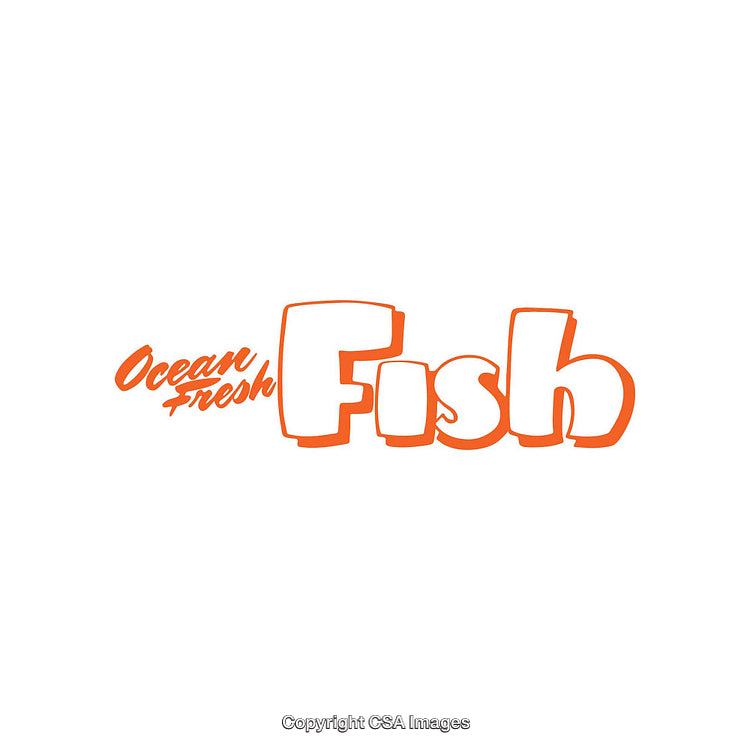 Bright Text Graphic Featuring 'Ocean Fresh Fish' in Vibrant Orange Font