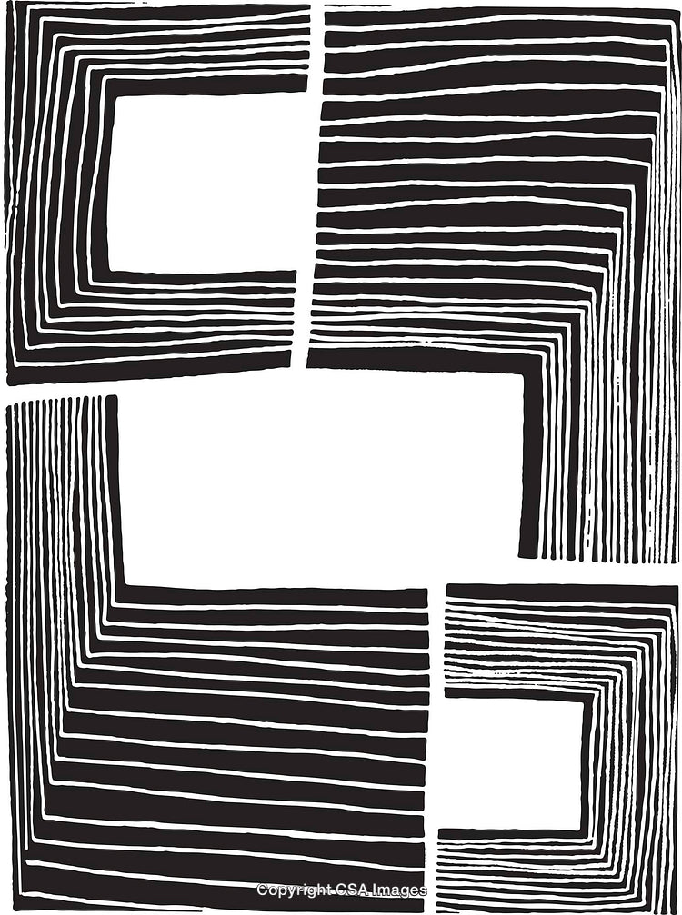 Abstract Black and White Line Pattern With Geometric Shapes