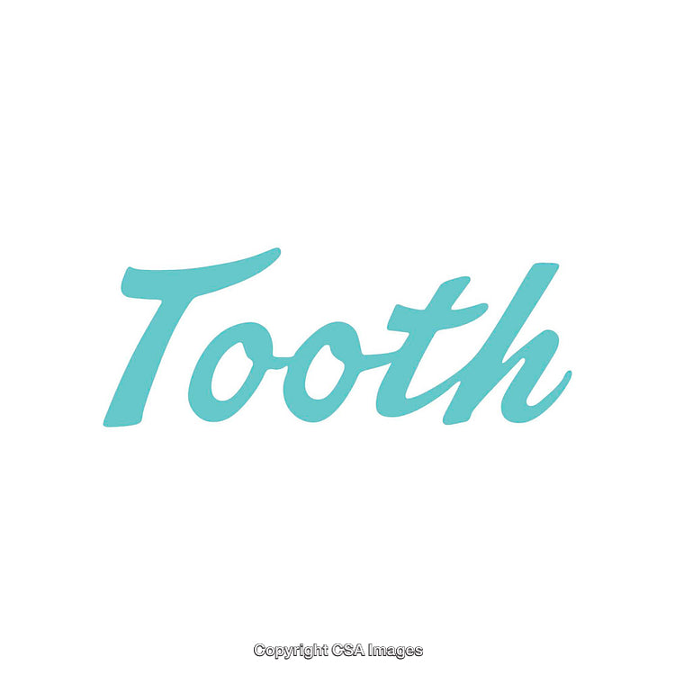 Teal Typography Design with the Word Tooth in Cursive