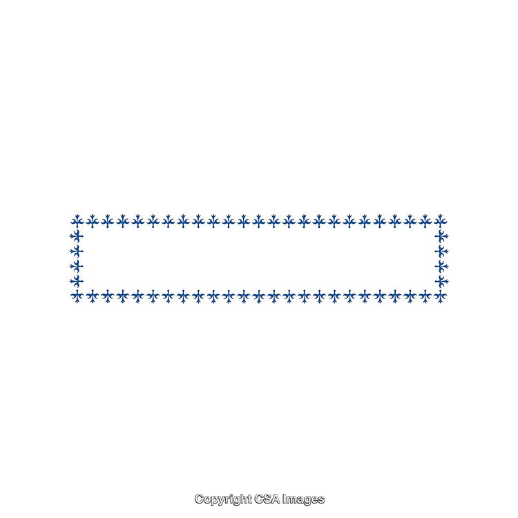 Decorative Blue Floral Border on White Background for Creative Artwork