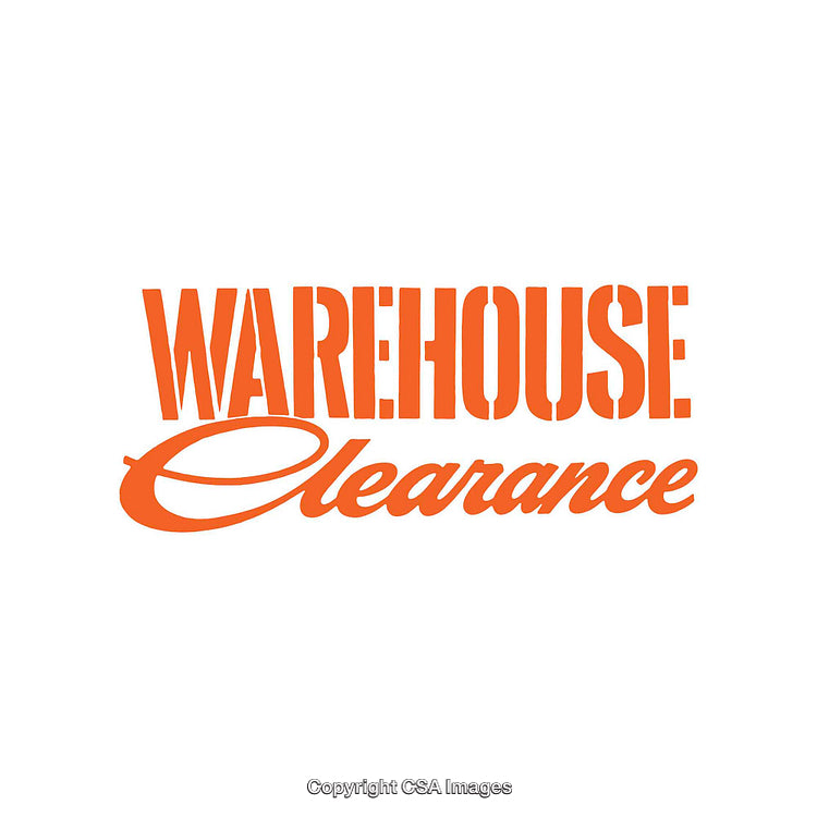 Warehouse Clearance Promotion Text in Bold Orange Stylized Font Design
