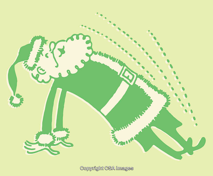 Stylish Green Santa Illustration with Playful and Festive Vibes