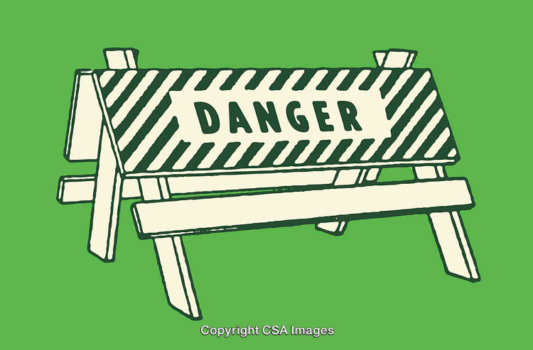 Outlined Danger Sign with Green Background - Warning Theme Illustration