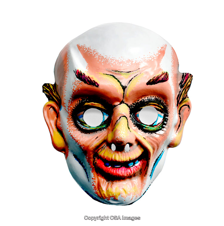Colorful Cartoon Mask With Unique Features on White Background