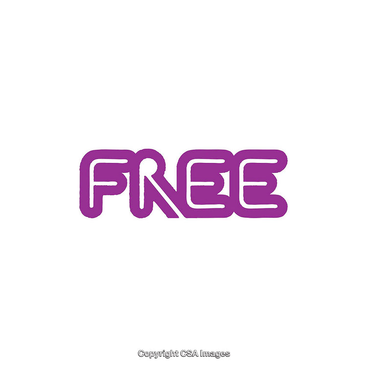 Bold Purple Free Sign Design on Clean White Background