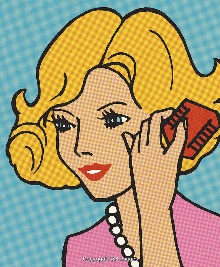 Pop Art Illustration of a Woman Talking on a Phone