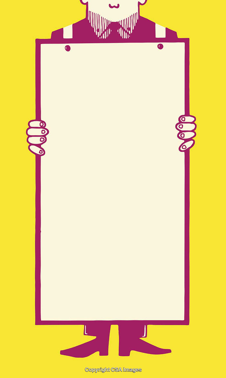 Colorful Line Art Illustration of a Person Holding a Blank Sign
