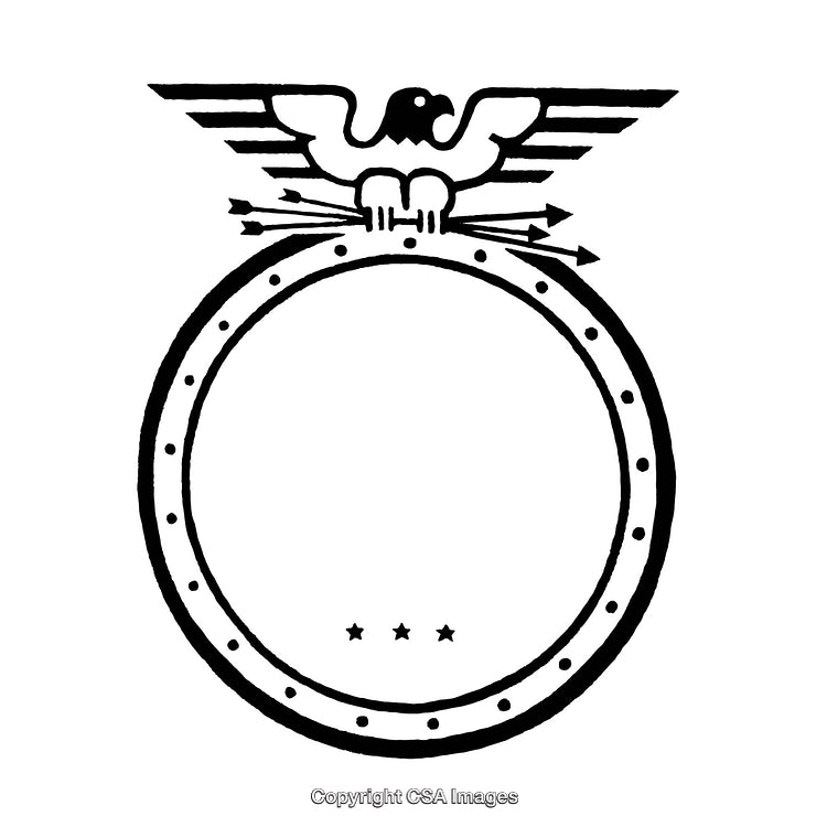 Minimalistic Black and White Border Design Featuring Eagle Symbol