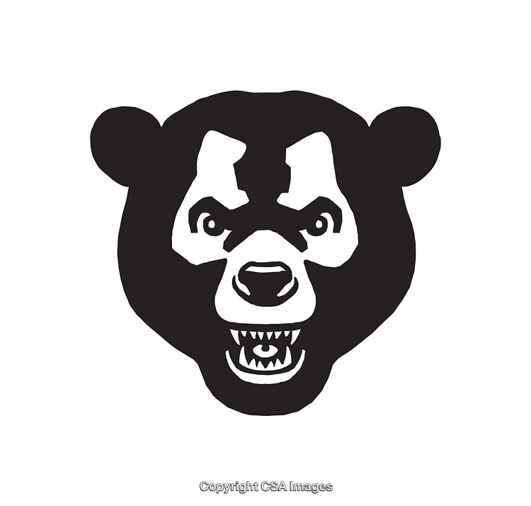 Fierce Bear Line Art Illustration in Black and White Style