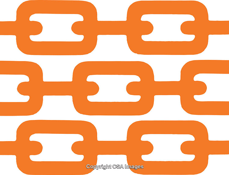 Orange Geometric Linked Chain Pattern on a White Background