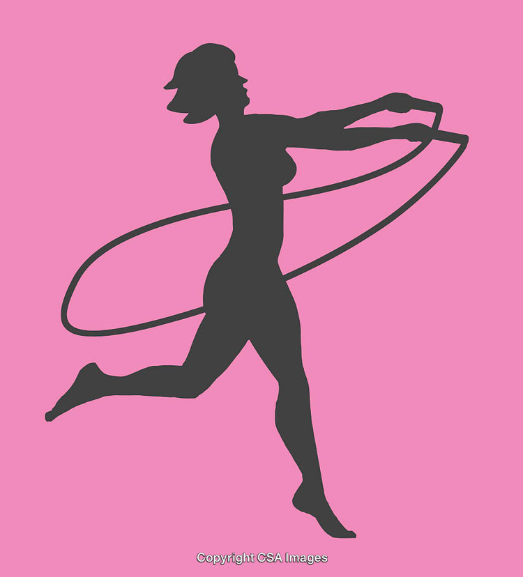 Silhouette of a Woman Hula Hooping on a Pink Background