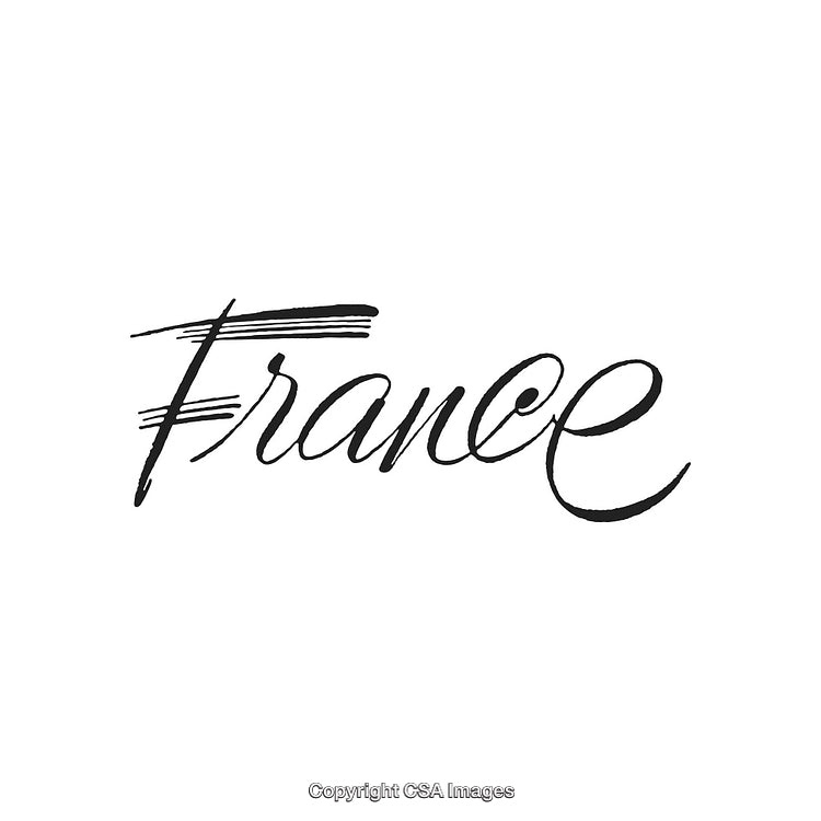 Hand-Lettered France Text Art With Elegant Black Ink Styling