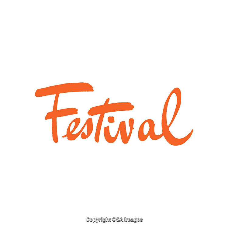 Orange Handwritten Text Celebrating the Festival Theme on White Background