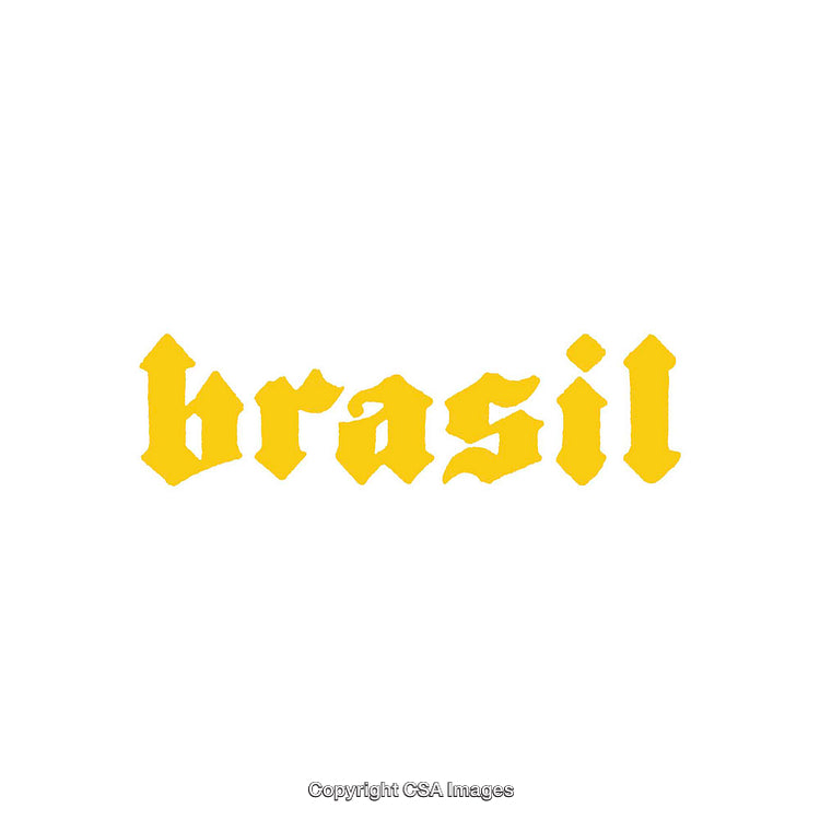 Yellow Text Design Featuring the Word 'Brasil' in Gothic Lettering
