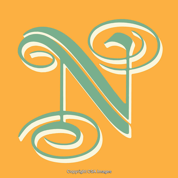 Stylized Letter N on a Vibrant Yellow-Orange Background