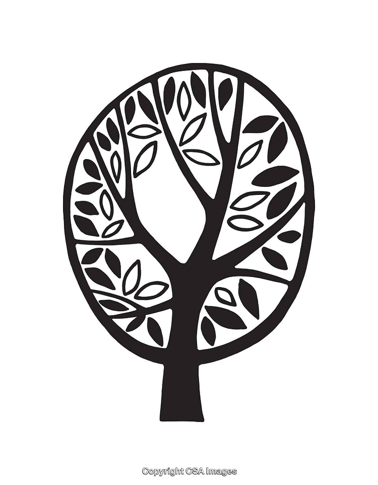 Monochrome Tree Illustration With Leaves and Branches