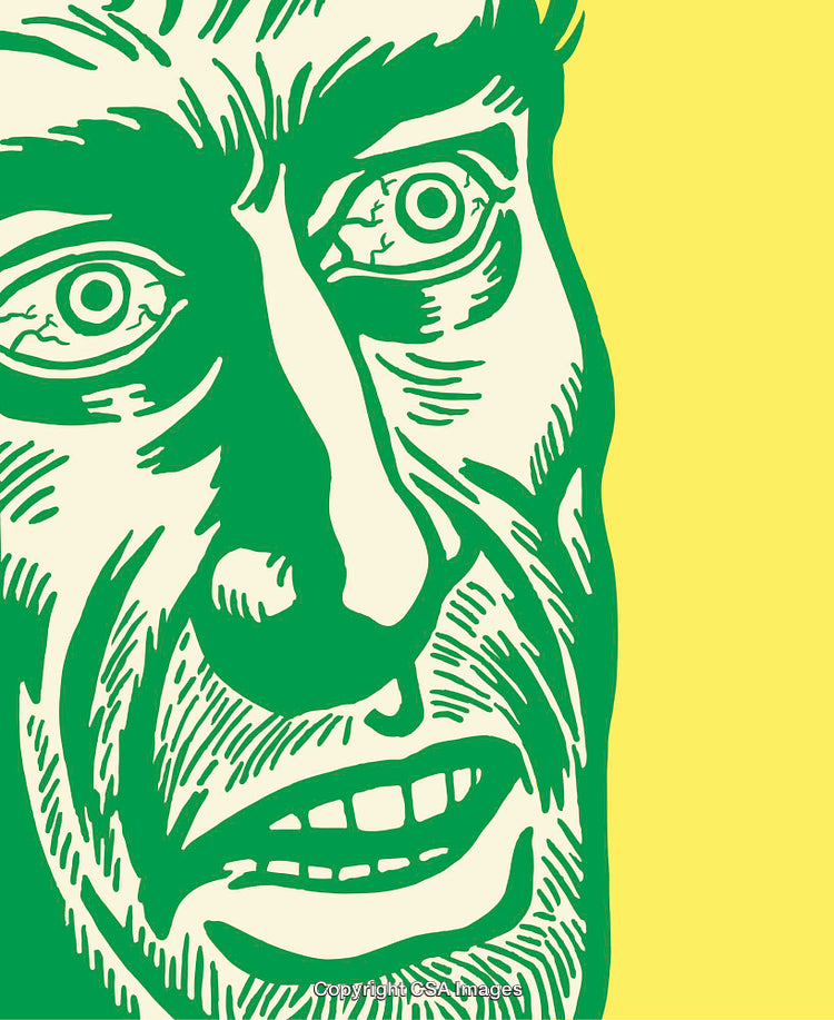 Colorful Line Art Illustration of an Expressive and Surprised Face