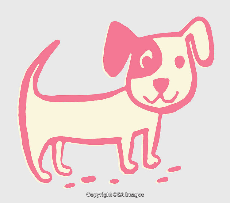 Color Line Art Illustration of a Cute Dog with a Playful Expression