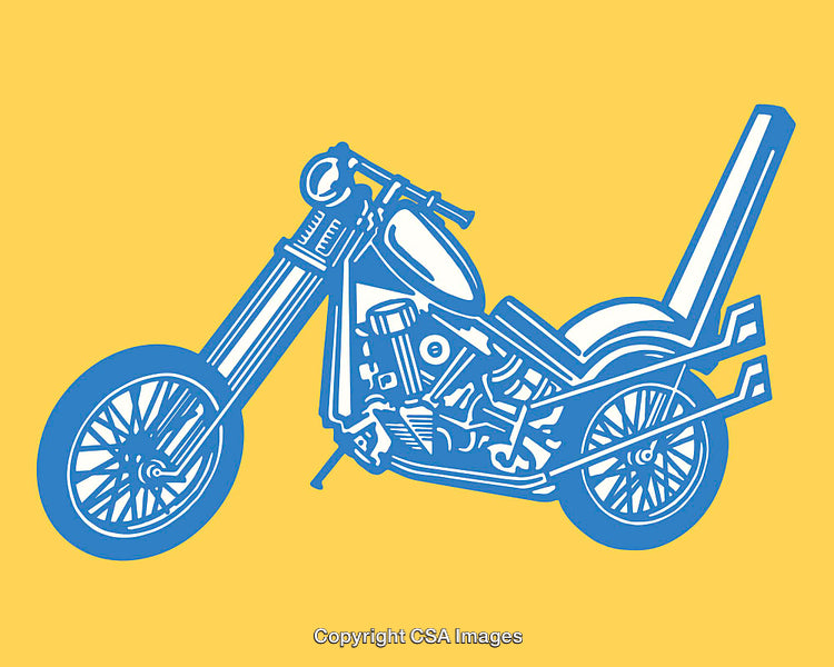 Stylized Line Art Illustration of a Classic Motorcycle in Vibrant Colors