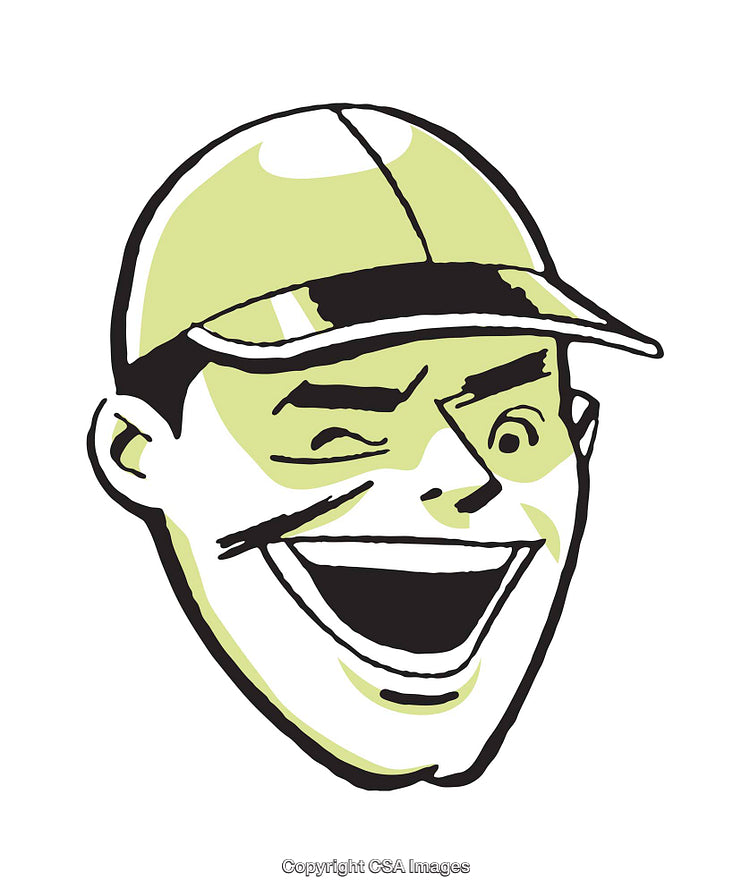 Retro Cartoon Character with a Playful Wink Expression