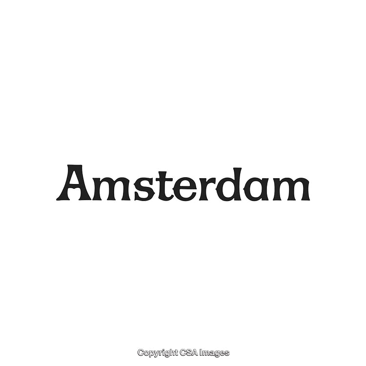 Black Text of Amsterdam Displayed on White Background in Simple Style