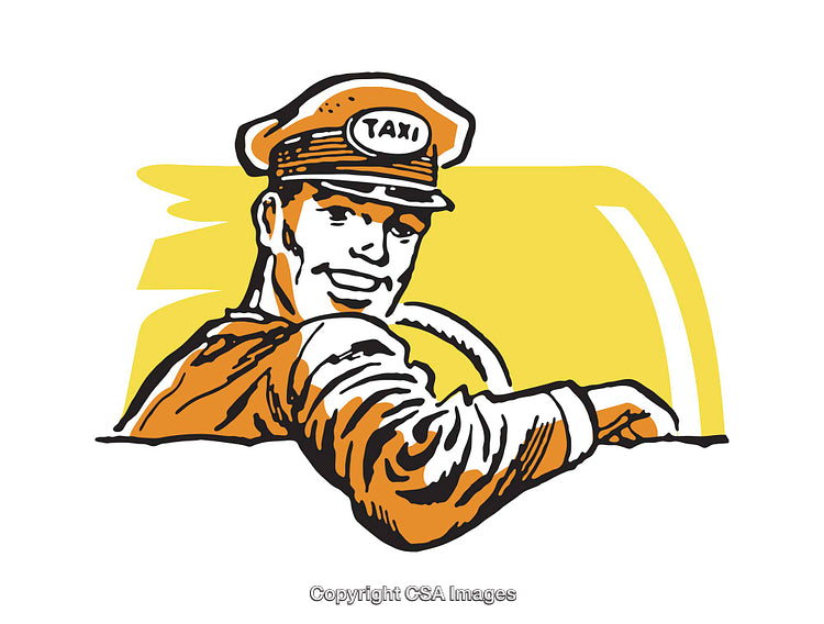 Illustrative Artwork of a Retro-Style Taxi Driver in Uniform
