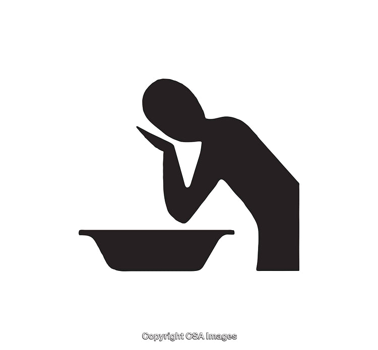 Black Silhouette of Person Washing Face in a Basin Icon