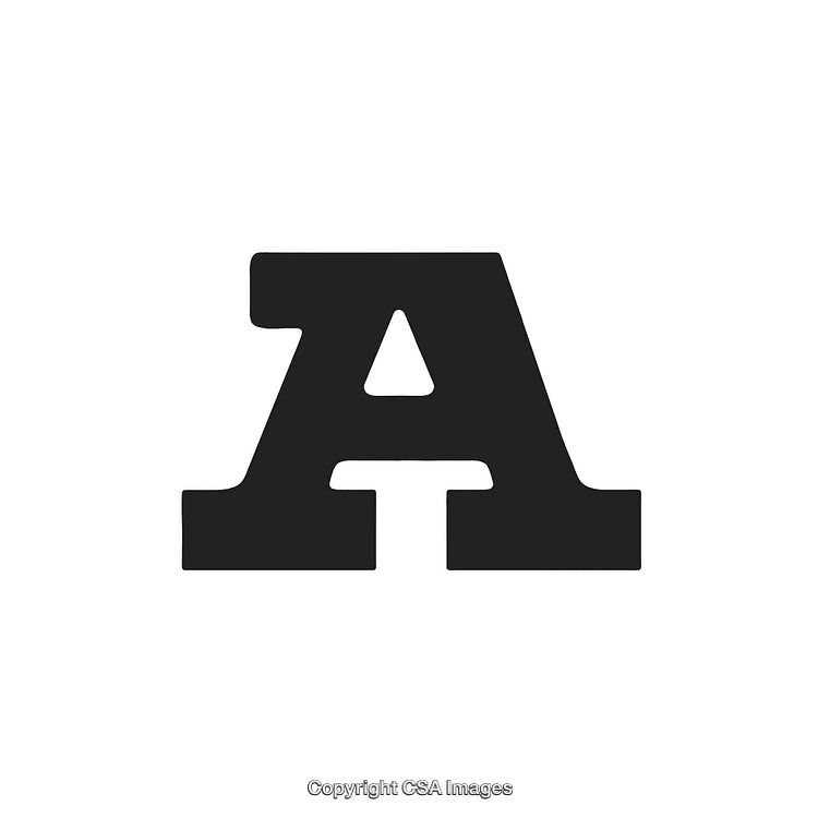 Bold Black Letter A Isolated on a White Background
