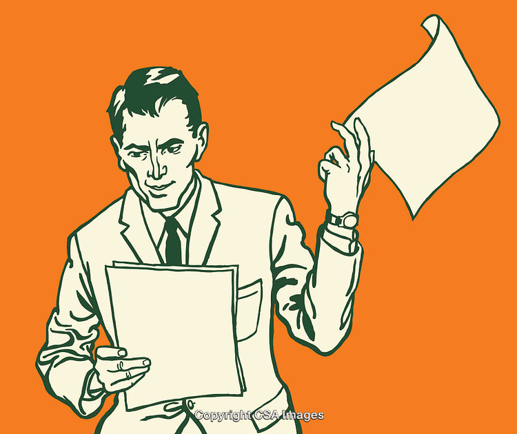 Retro Illustration of a Businessman With Documents in Hand