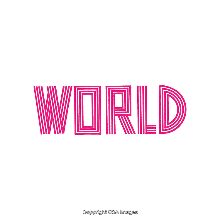 Bold Pink Typography Highlighting the Word 'World' on a White Background