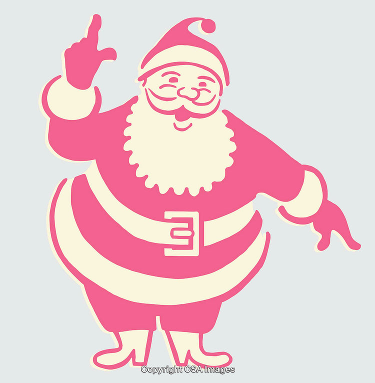 Pink and Cream Santa Line Art Illustration for Holiday Themes