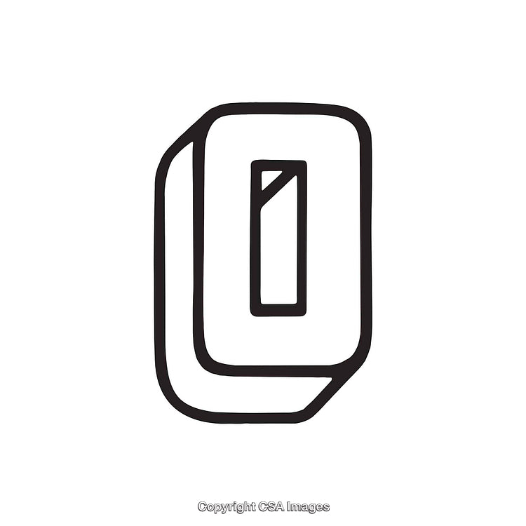 Creative Black and White Outline Illustration of the Letter O on White