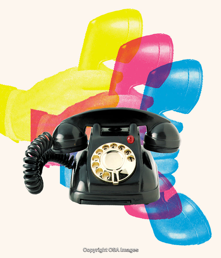 Vintage Rotary Telephone with Vibrant Pop Art Overlay Design