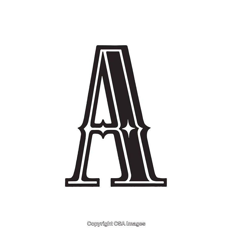 Black and White Elegant Letter A Design with Ornamental Details