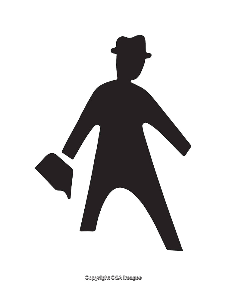 Silhouette of a Person with Briefcase Icon in Black and White