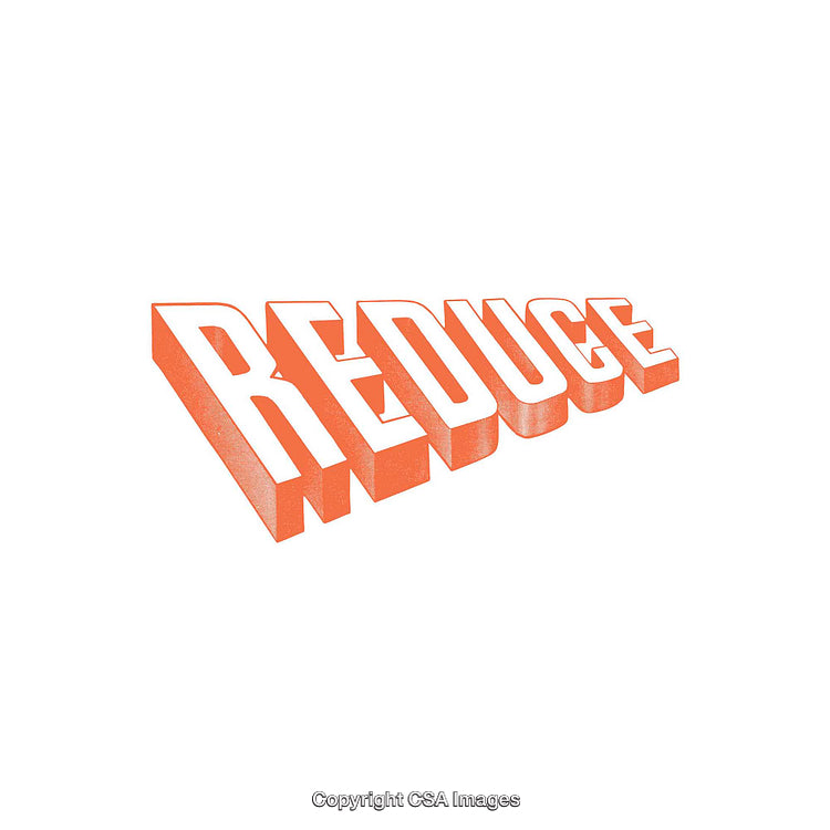 Bold 3D Text Illustration Depicting the Word 'Reduce' in Orange