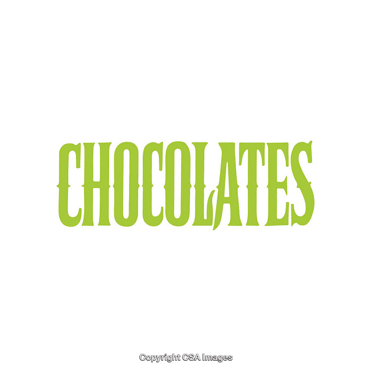 Bold Green Typography Design Featuring the Word Chocolates