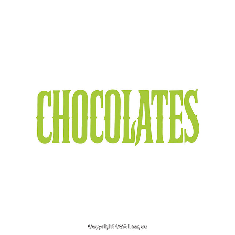 Bold Green Typography Design Featuring the Word Chocolates